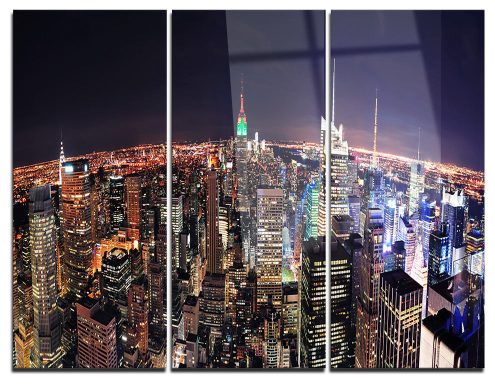 "NYC Manhattan Aerial View" Photo Metal Wall Art, 3 Panels, 36"x28"