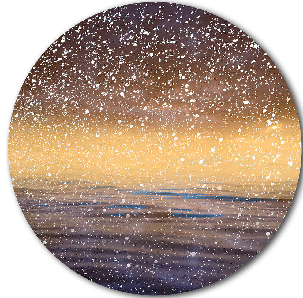 Brown Sky Reflection In Lake, Skyscape Photo Round Wall Art, 36"