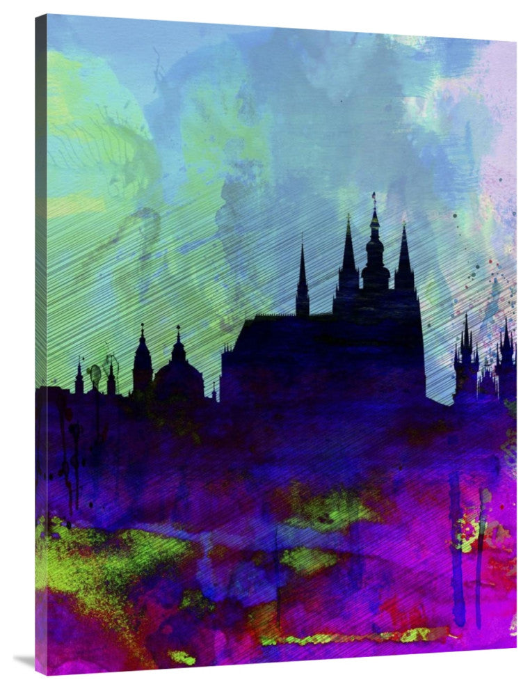 "Prague Watercolor Skyline" Fine Art Print