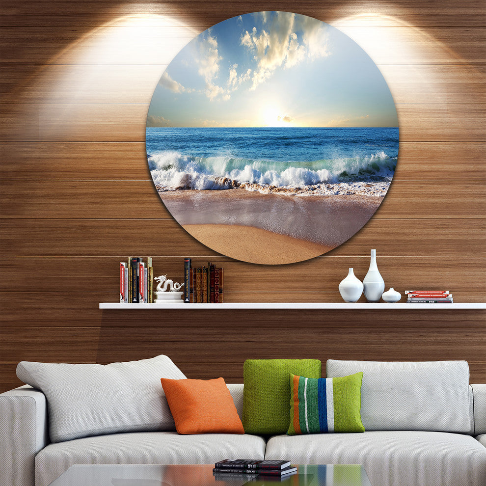 Sea Sunset, Seascape Photography Round Wall Art, 23"