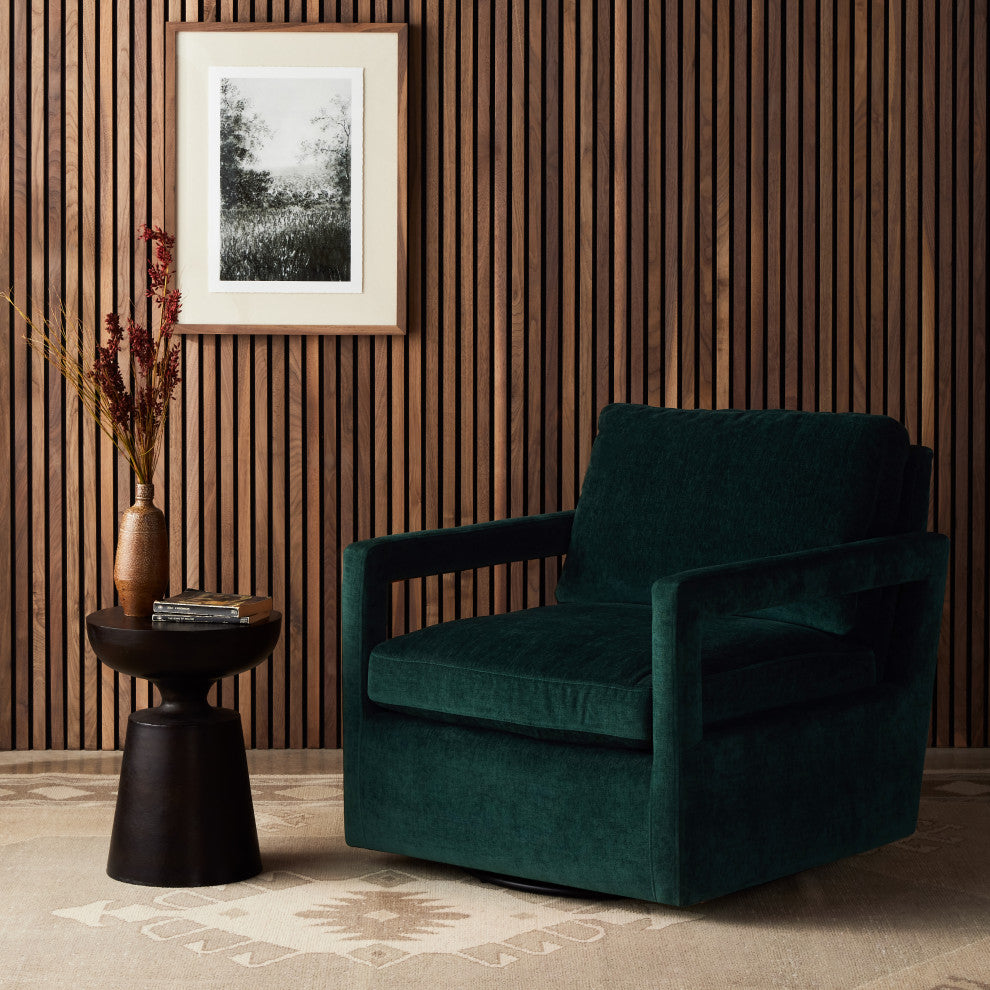 Olson Swivel Chair-Emerald Worn Velvet