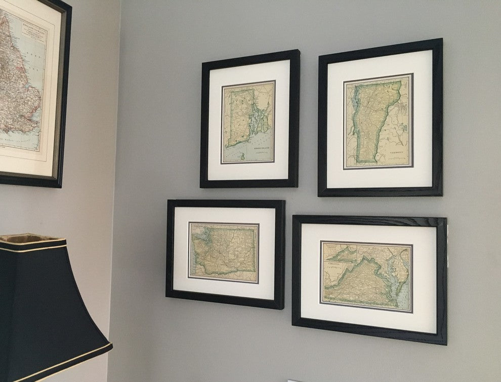 Vintage Vermont Map, Framed original Vermont State Map- Authentic 1920s