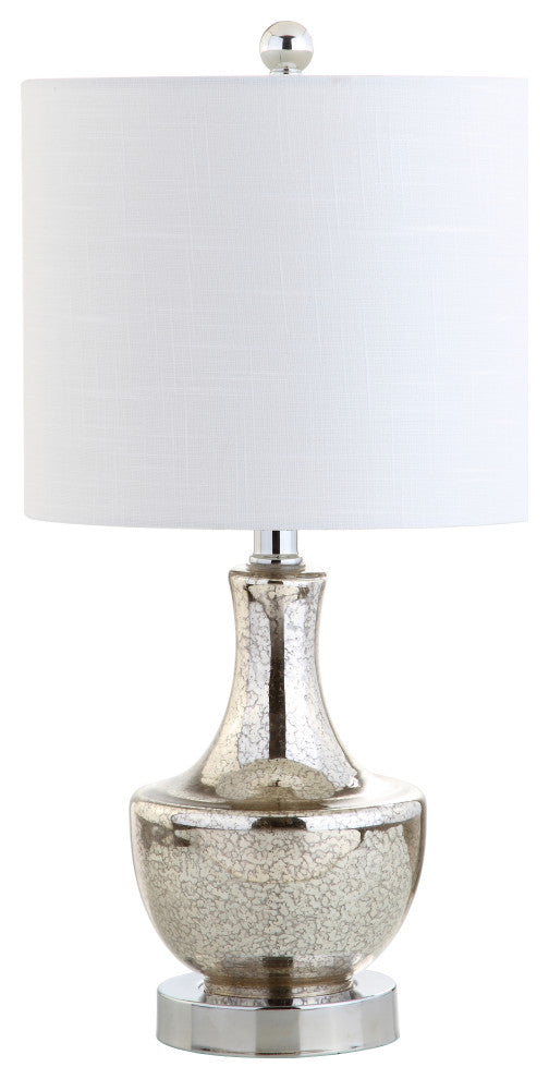 Colette 20" Mini Glass Table Lamp, Silver, Single