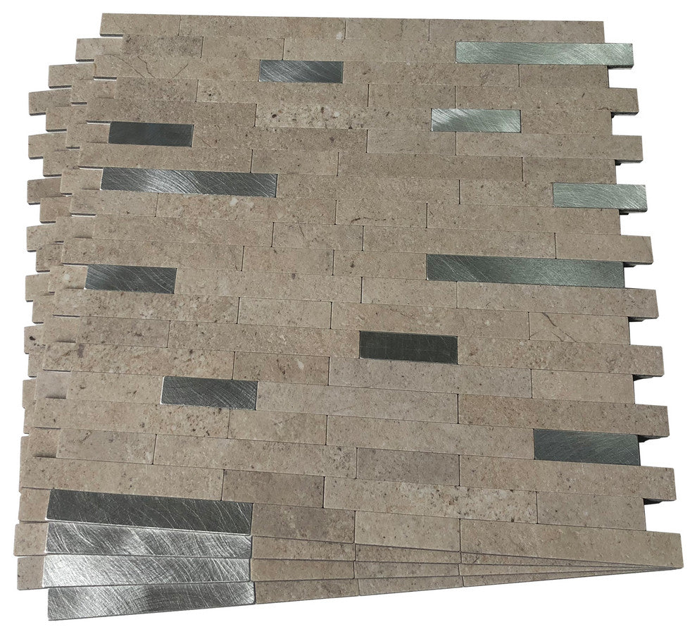 Peel and Stick Metal Backsplash Tile Mosic Brush Wall Decor, A16505
