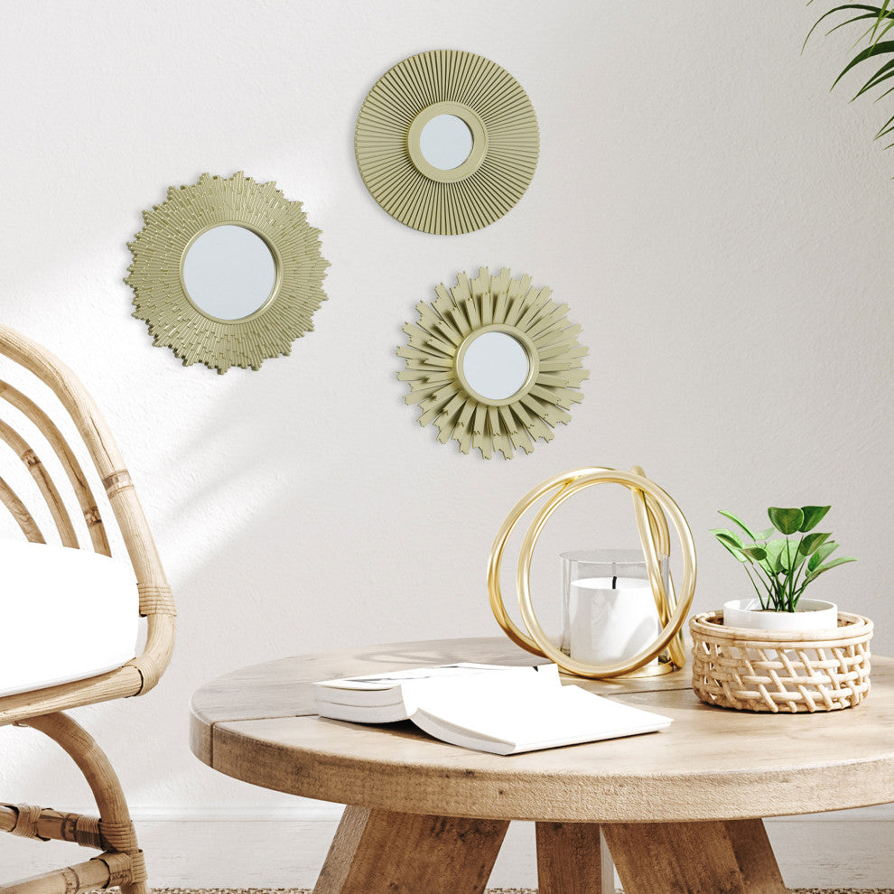 3 Piece  Baby Sun Burst Mirror Set