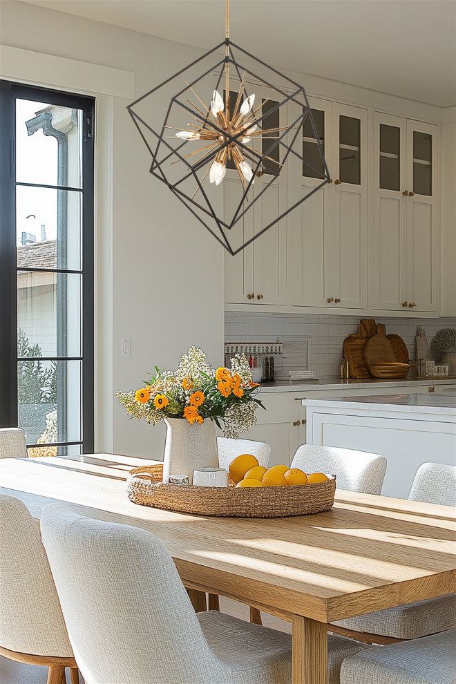 Kira Home Berkshire 27" Mid Century Foyer Geometric Pendant Light, Adjustable