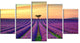 "Lavender Flower Rows in Provence" Landscape Wall Art Print, 5 Panels, 60"x32"