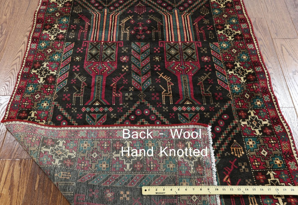 4'x6' Handmade Oriental Persian Balouch Wool Area Rug, W2311