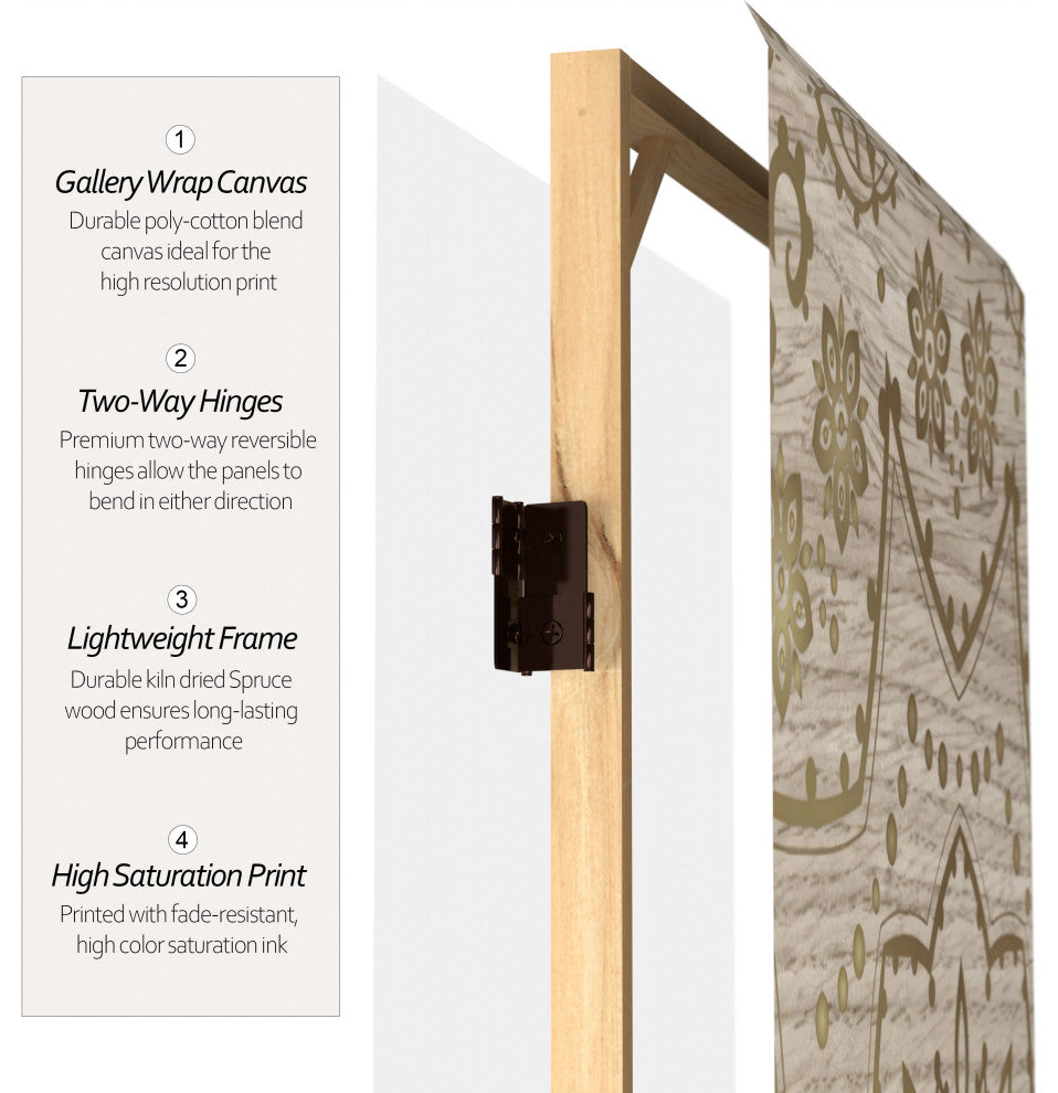 6' Tall Double Sided Mandala on Oak Canvas Room Divider