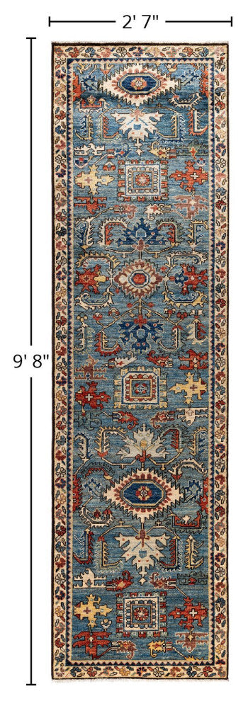 Serapi One-of-a-Kind Hand-Knotted Area Rug Light Blue, 2'7" x 9'8"