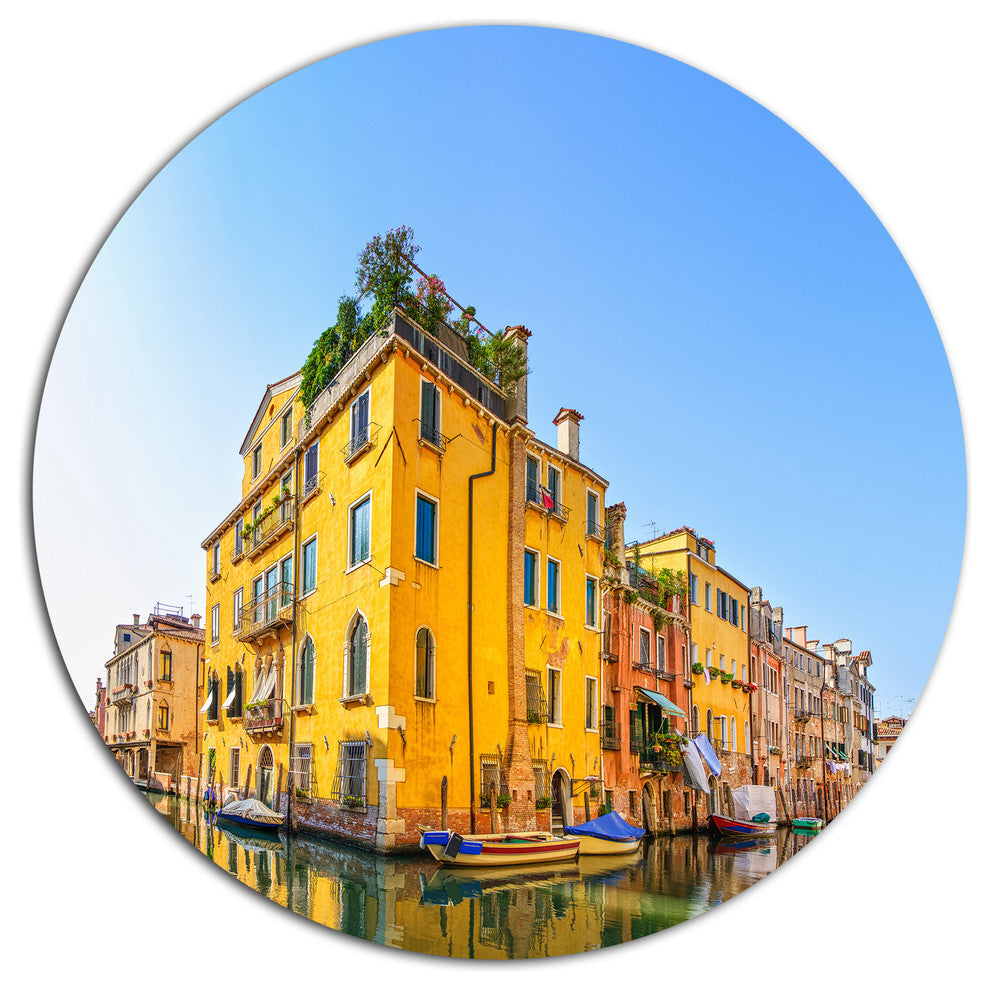 Venice Cityscape Water Canal, Round Wall Art, 36"