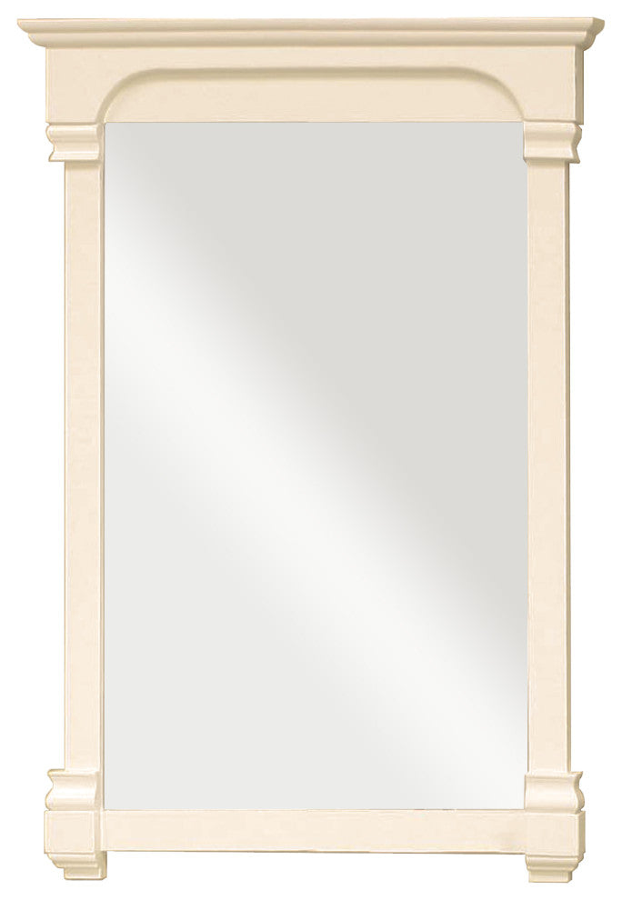 24" Solid Wood Frame Mirror, Cream