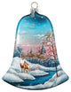 Hand Painted Scenic Glass Ornament Winter Deer Bell
