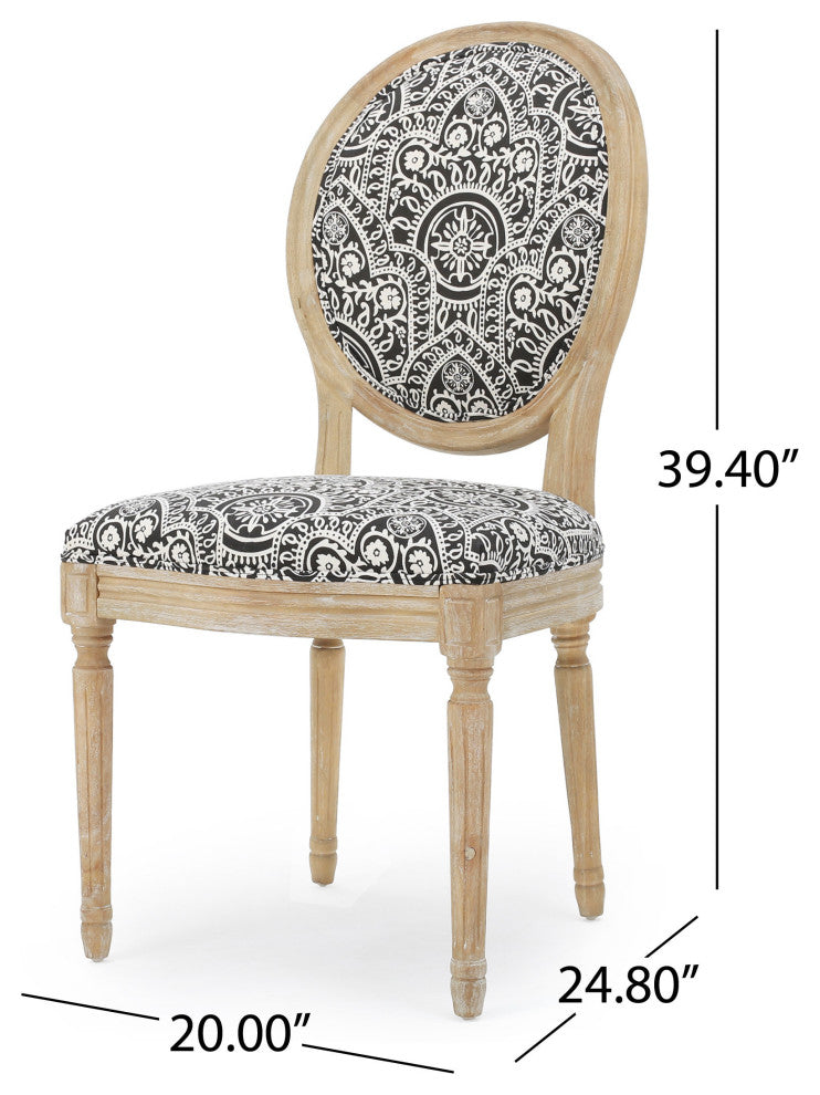 GDF Studio Phinnaeus French Country Fabric Dining Chairs (Set of 2)