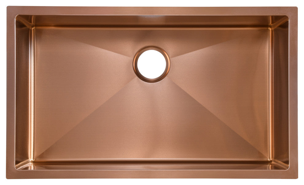Rivage 32"x19" Stainless Steel, Single Basin, Undermount Kitchen Sink, Rose Gold