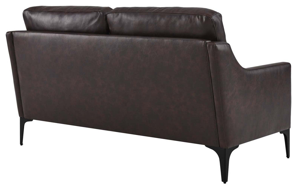 Corland Leather Loveseat, Brown