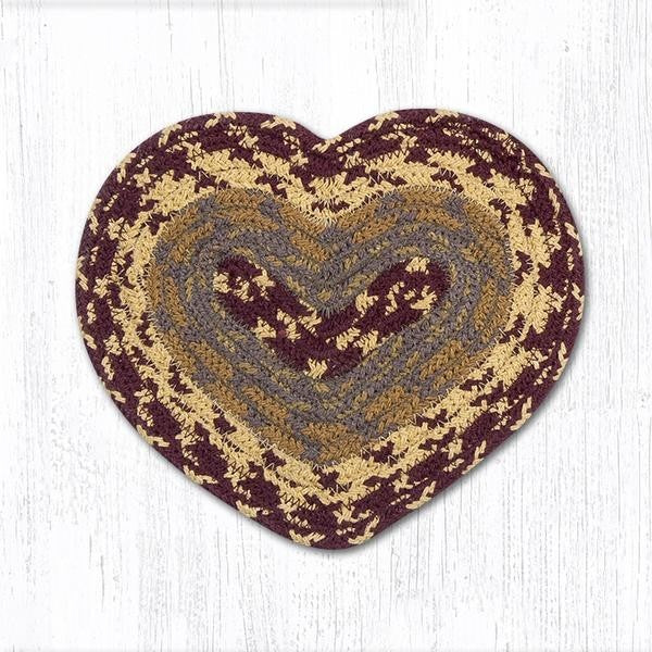 Burgundy/Gray/Mustard Heart Trivet 8"x7"