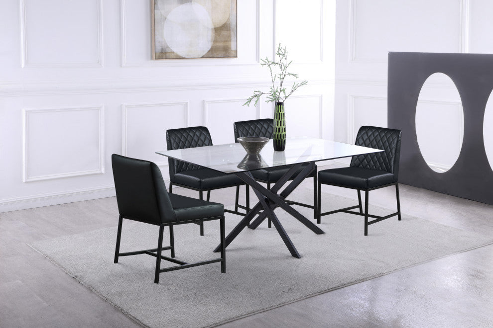 Bryce Faux Leather Upholstered Dining Chair, Set of 2, Black