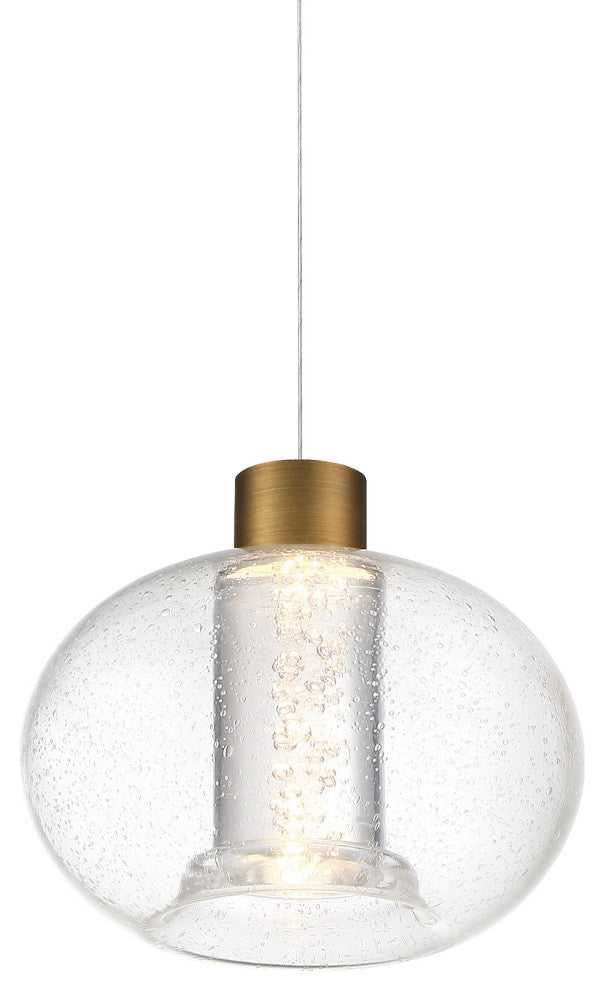 Crater 8" LED Pendant Title 24 Compliant 3500K, Aged Brass