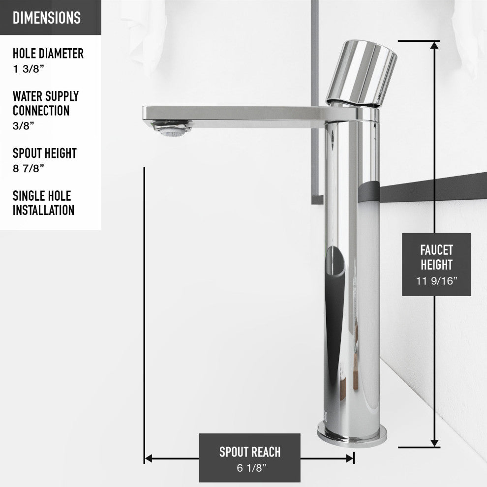 VIGO Gotham 12" H Single Handle Single Hole Bathroom Vessel Faucet, Chrome