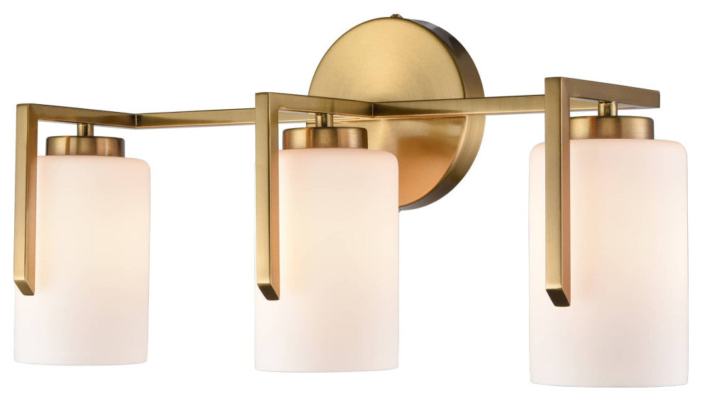 Modern Gold Bath Vanity Lights With Opal Glass,3-Light