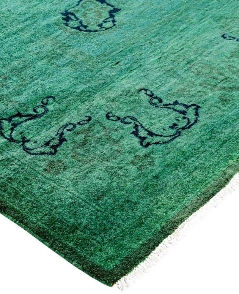 Overdyed One-of-a-Kind Hand-Knotted Area Rug Green, 6' 2" x 8' 10"