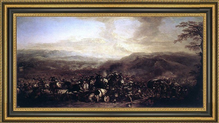 Jacques Courtois the Battle of Mongiovino Framed Premium Canvas Print, 28"x14"