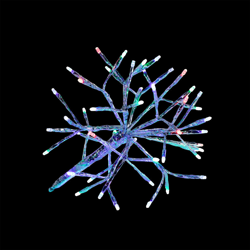 10"H Indoor Christmas Snowflake Ornament with Multi-Colored LED Lights, Silver