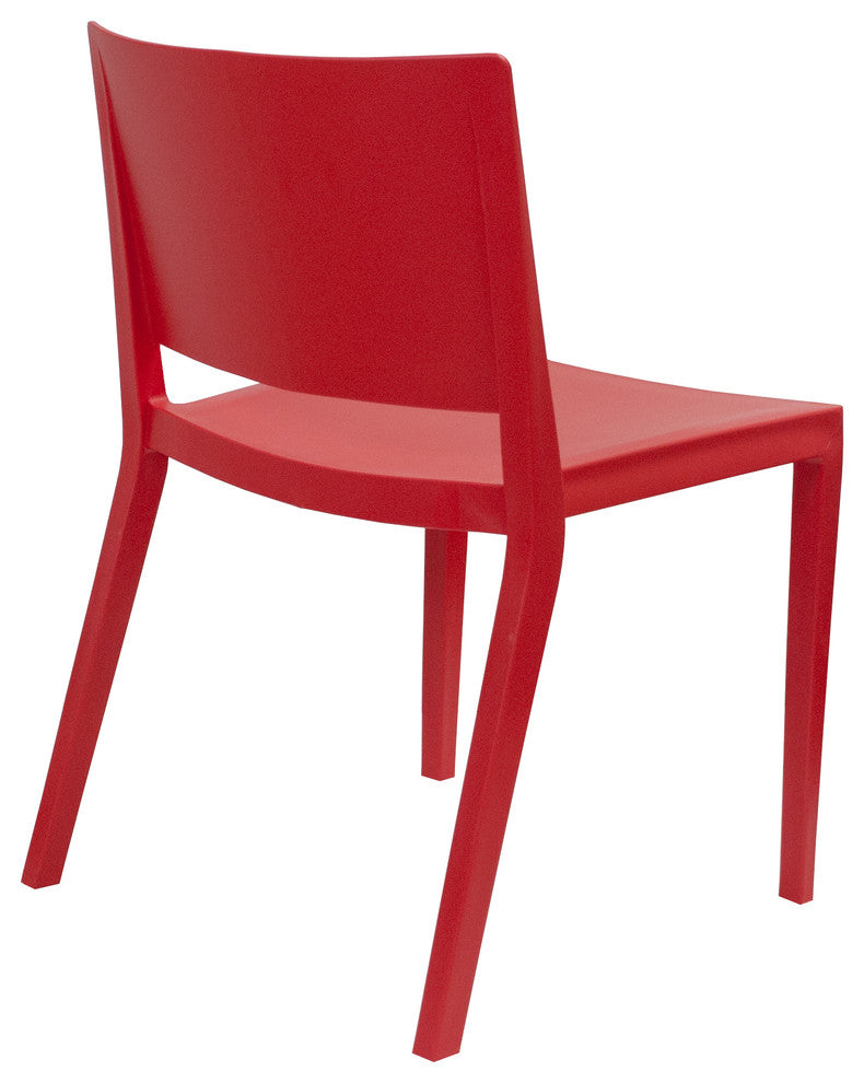 Mod Made Elio Modern Plastic Dining Side Chair, Set of 2, Red