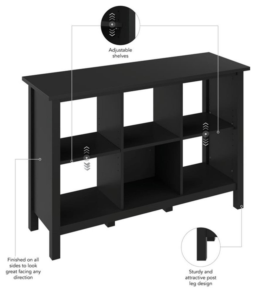 Broadview 6 Cube Organizer in Classic Black - Engineered Wood