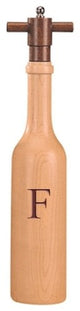 Wine Bottle Maple Wood Pepper Grinder, Custom Personalized Initial,  "F"