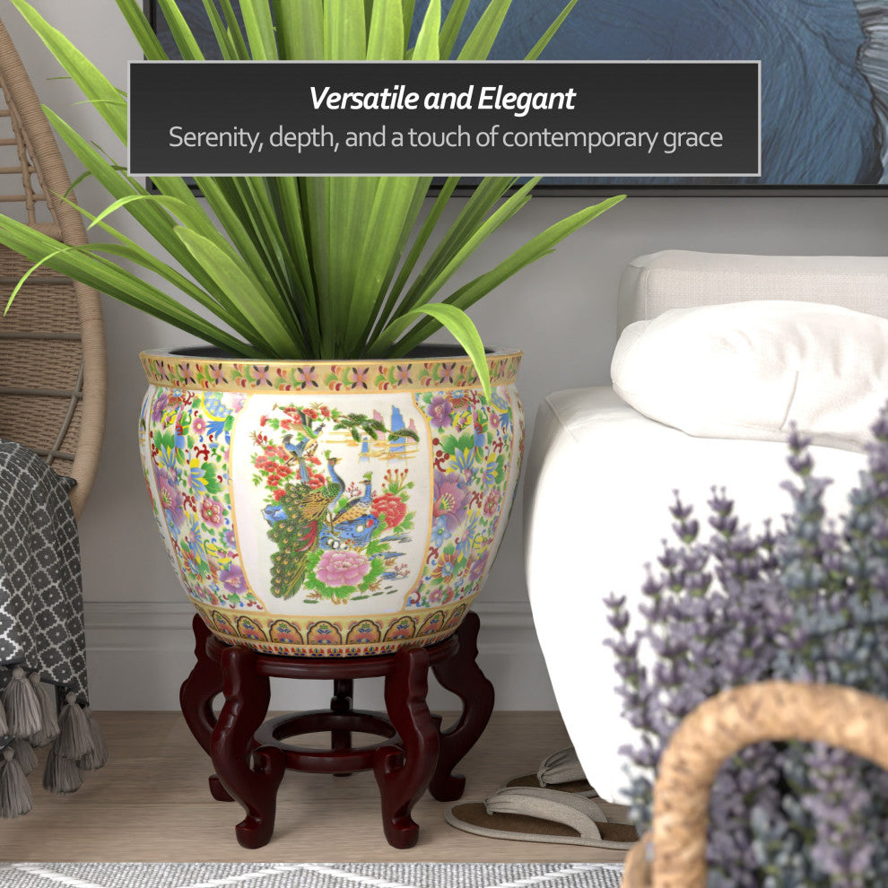 18" Satsuma Birds and Flowers Porcelain Fishbowl