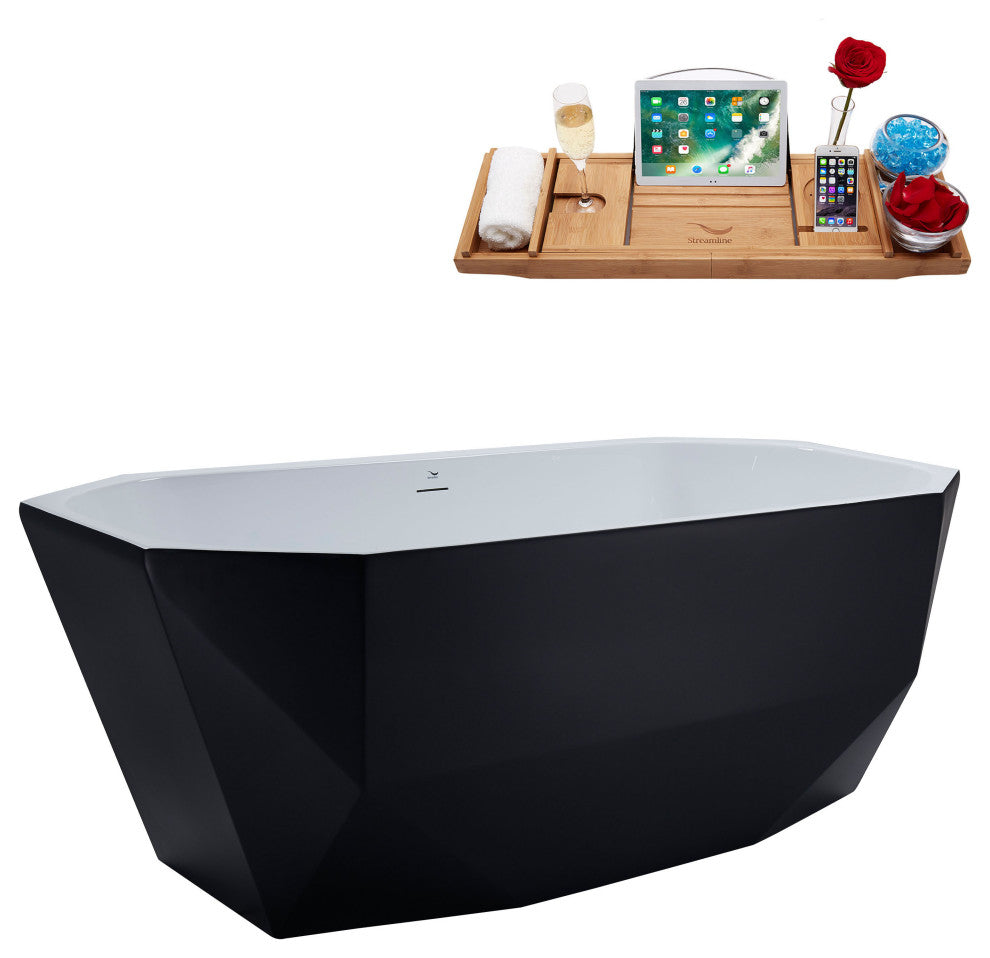 63" Streamline N634BGM Freestanding Tub and Tray With Internal Drain