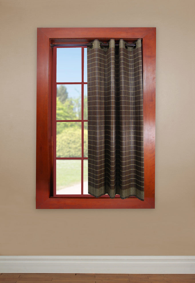 Versailles Bamboo Wood Curtain Panel With Grommets, 42"x63" Walnut