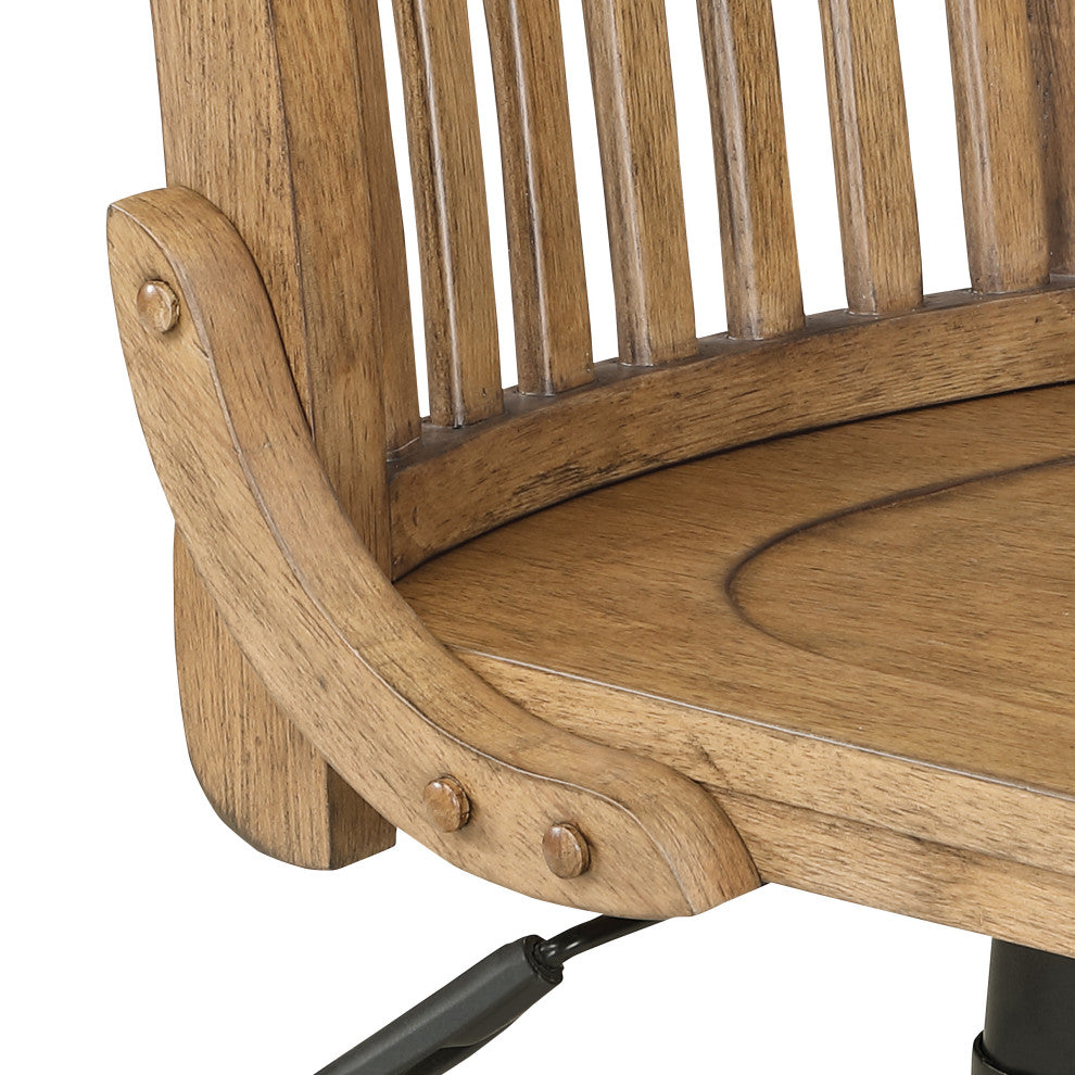 Deluxe Armless Wood Bankers Office Chair in Medium Brown