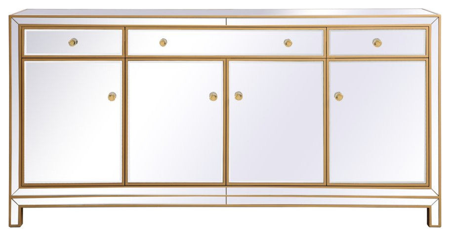 Elegant MF72072G Reflexion 72" Mirrored Credenza, Gold