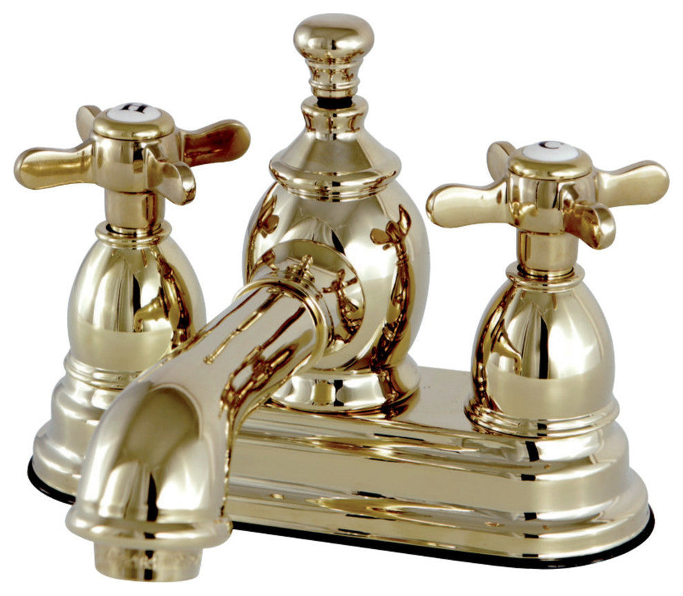 4" Centerset Bathroom Faucet WithBrass Pop-Up, Polished Brass