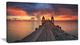 "Glowing Sky And Long Wooden Bridge" Sea Pier Wall Art Canvas Print, 40"x20"