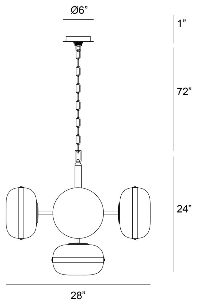 Mid-Century Chandelier, Ancient Brass