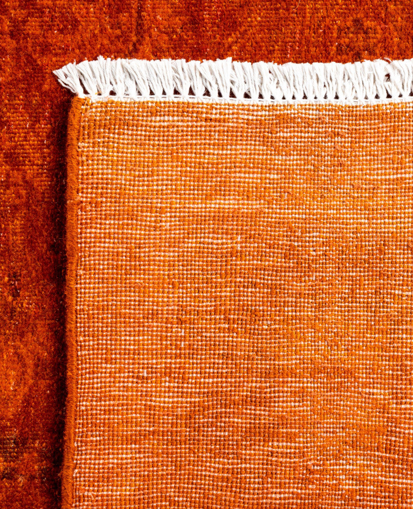 Overdyed One-of-a-Kind Hand-Knotted Area Rug Orange, 4' 0" x 6' 3"