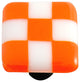 Art Glass Checked Knob, Alum Post, Opal Orange White Squares