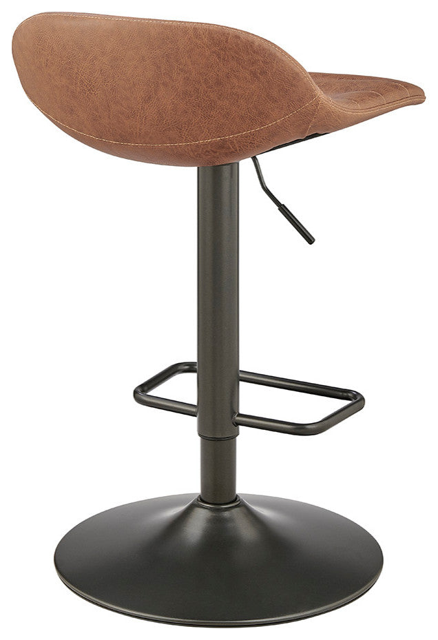 Koa Fabric Gaslift Swivel Bar Stool, Set of 2, Umber Brown, Faux Leather