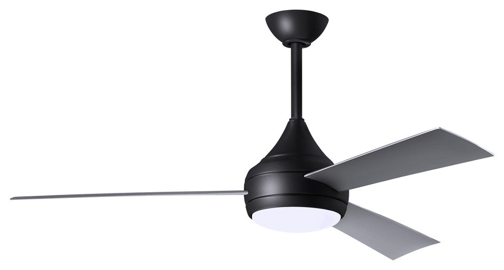 Donaire Paddle Fan Integrated LED, Matte Black, Brushed Stainless Blades
