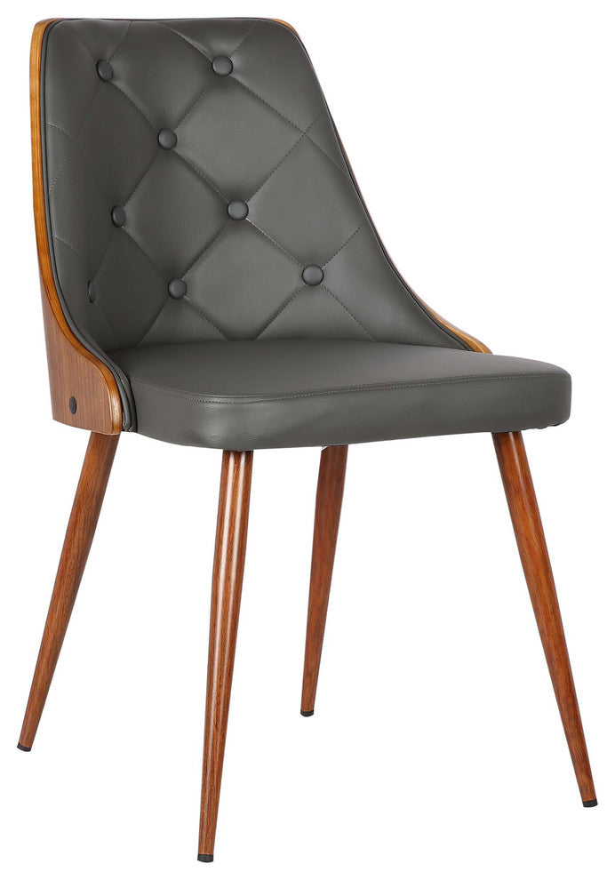 Lily Mid-Century Dining Chair, Walnut, Gray