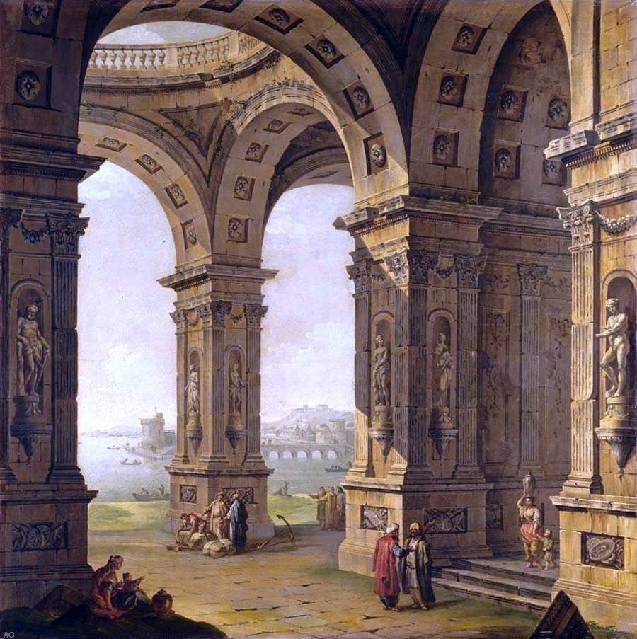 Antonio Joli Architectural Capriccio - 20" x 20" Premium Canvas Print