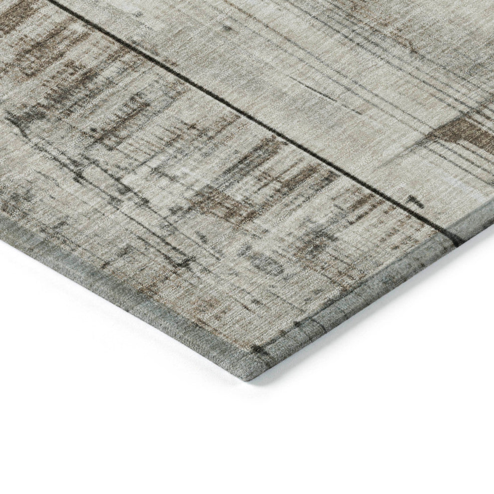 Machine Washable Indoor/Outdoor Chantille ACN1877 Taupe 8' x 8' Round Rug