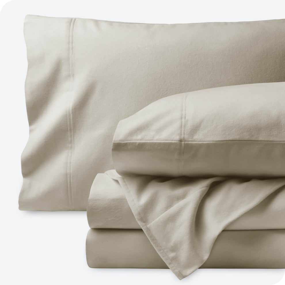 Bare Home Cotton Flannel Sheet Set, Ivory, Twin Xl