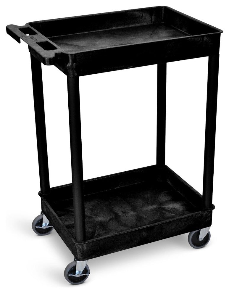 Luxor 2-Shelf Black Tub Cart