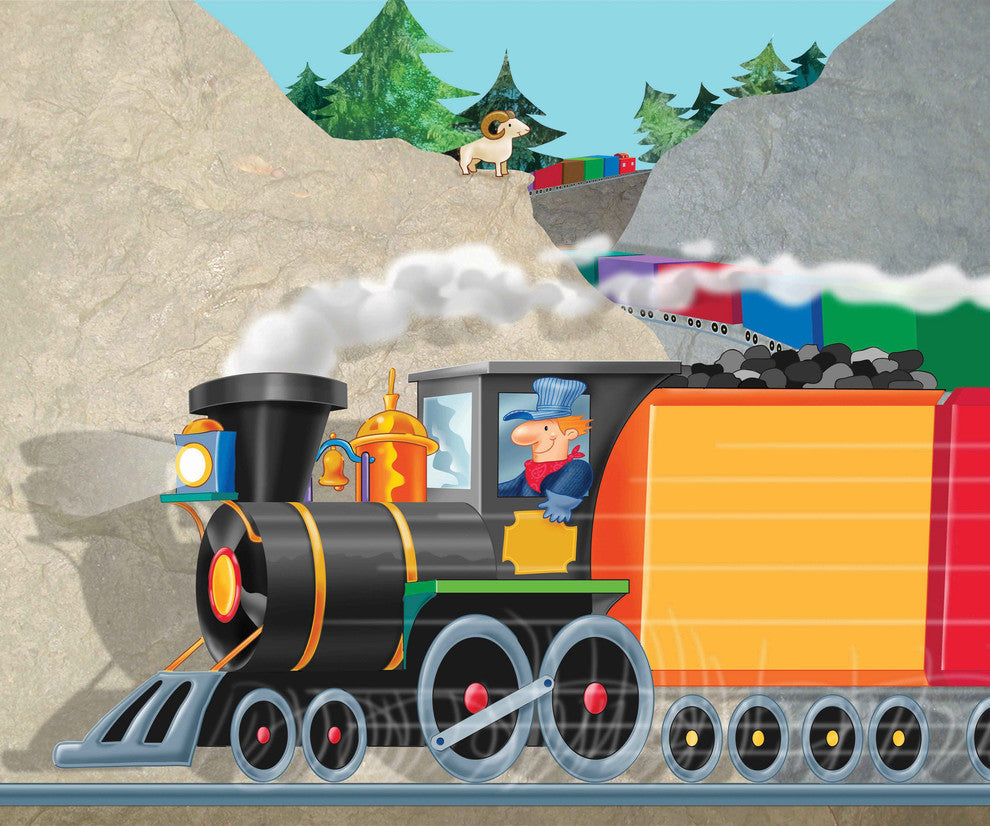 "Mountain Train" Painting Print on Canvas by Curtis