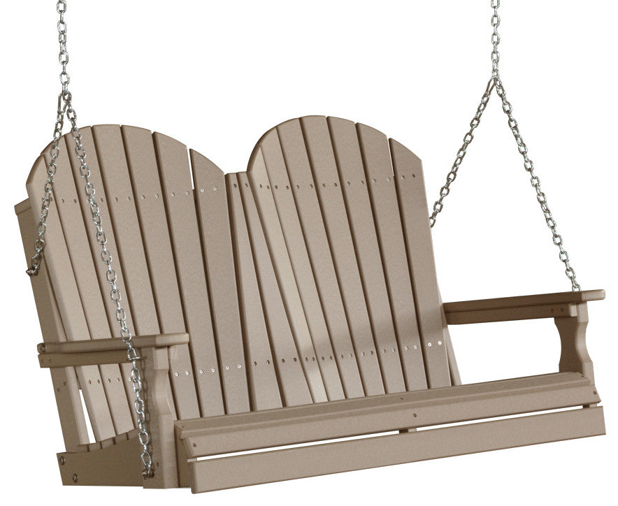 Poly Adirondack Porch Swing, Weatherwood, 4 Foot